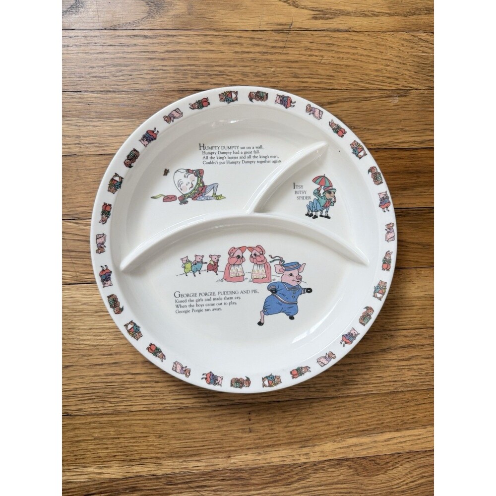 Vintage 1986 Shafford Mother Goose Nursery Rhymes Divided Plate